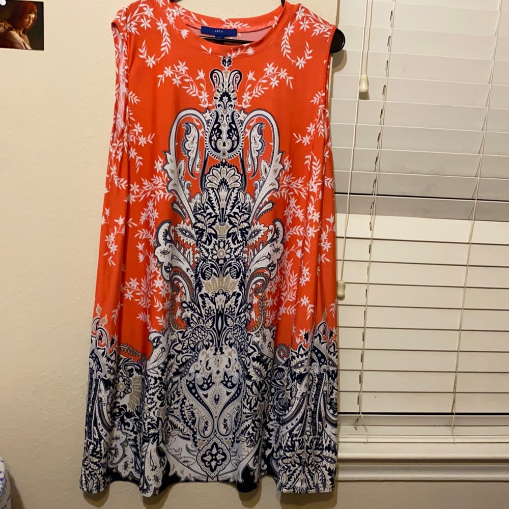 Red sleeveless midi dress